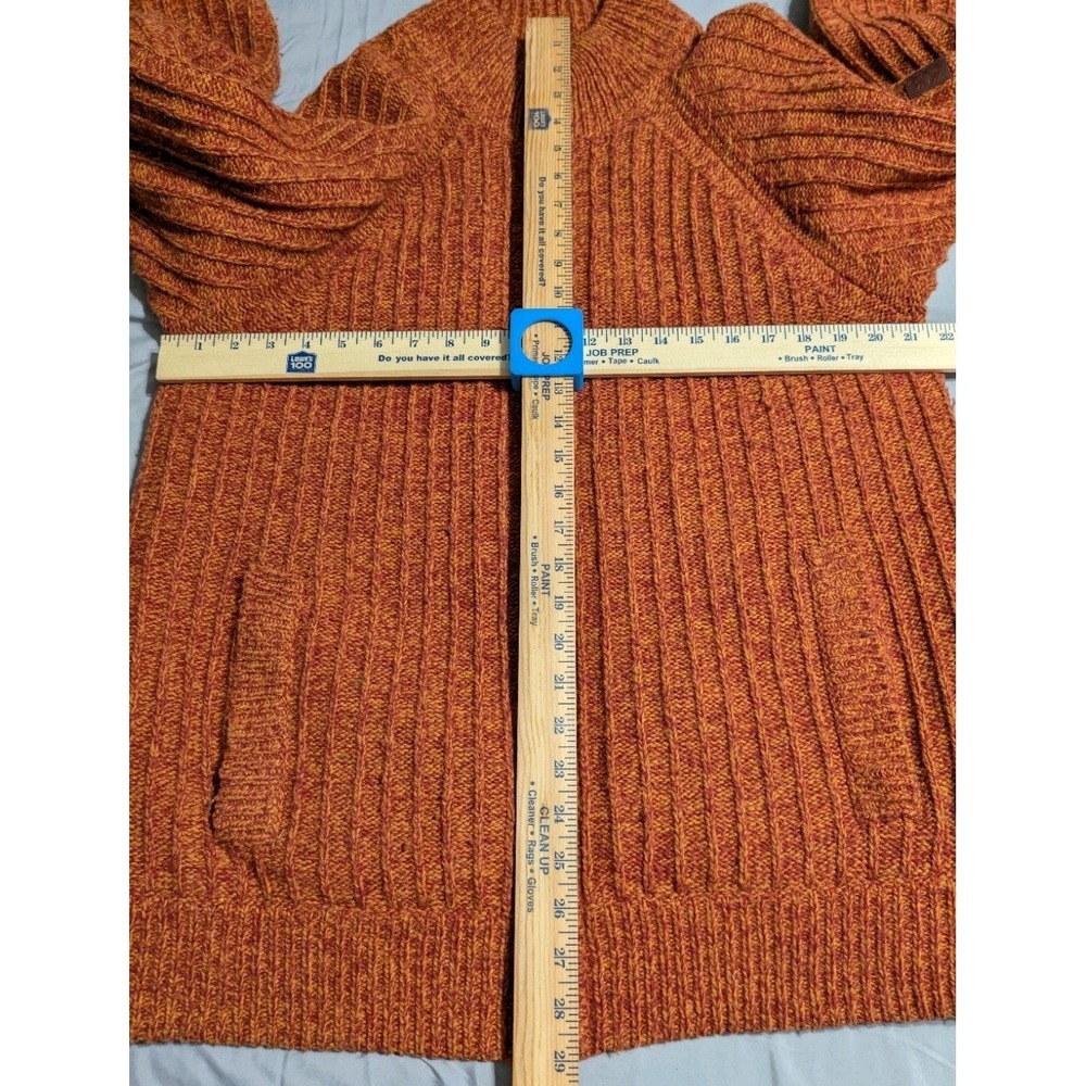 Walbusch Wool Zip Sweater Jacket Mens L Orange Rib Knit Lined Heavy Full Zip - Picture 7 of 10